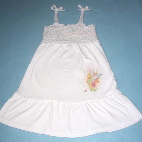 DISNEY FAIRIES Tinker Bell smocked dress NEW size 7 / 8 - Picture 1 of 6